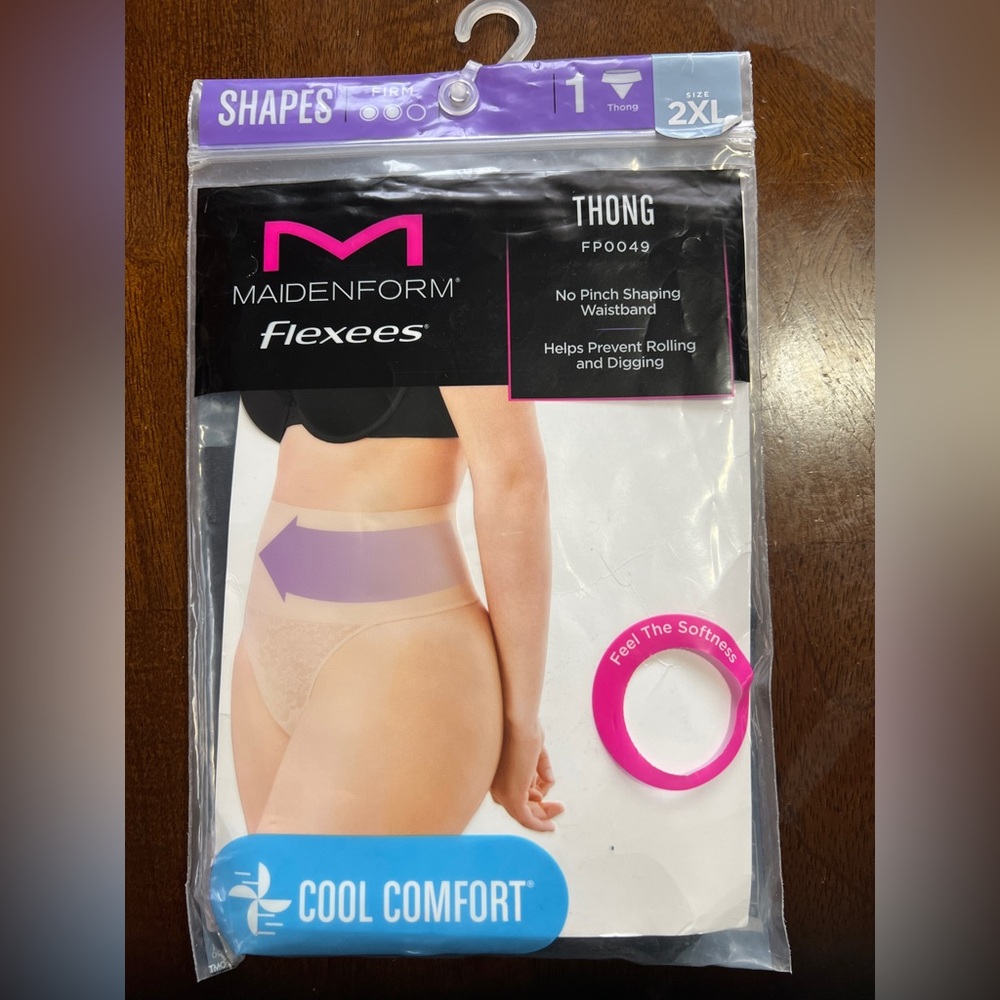 Maidenform Flexees Women's Lace Shaping Thong Size 2XL Black NEW